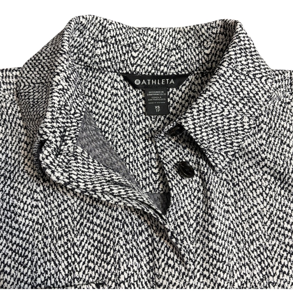 Athleta Black White Herringbone Oversized Button Up Braiden Shirt Jacket Sz XS - Picture 8 of 14